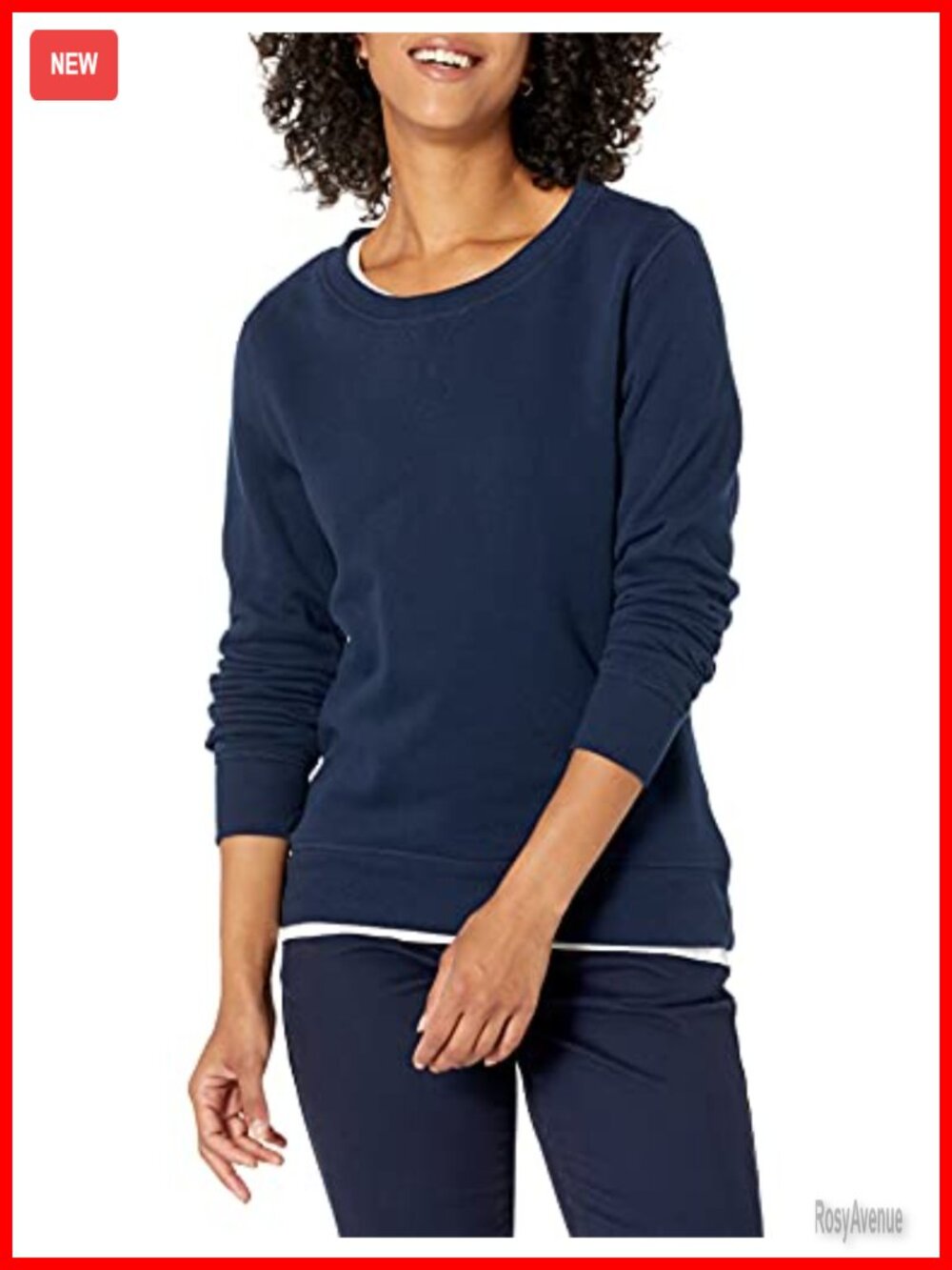 Women's Fleece Crewneck Long Sleeve Pullover Sweatshirt Regular Fit